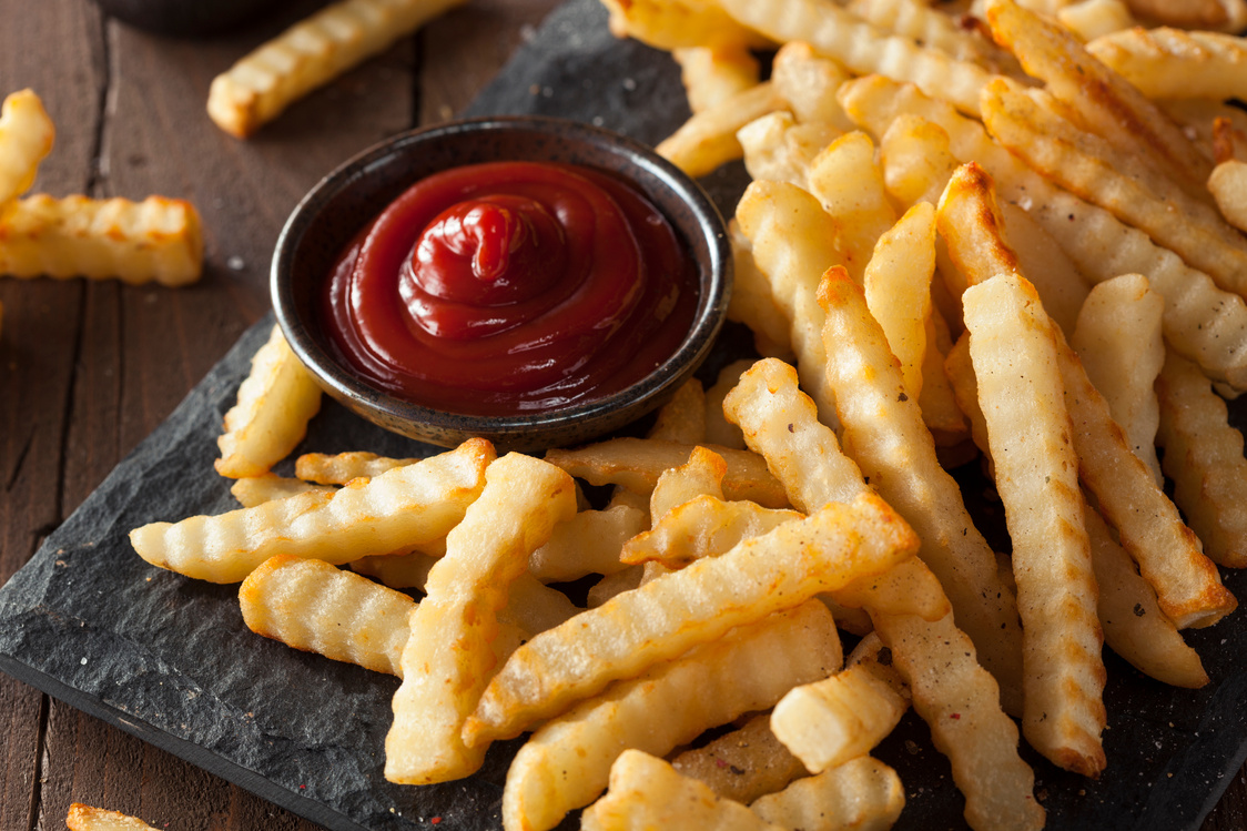 Unhealthy Baked Crinkle French Fries